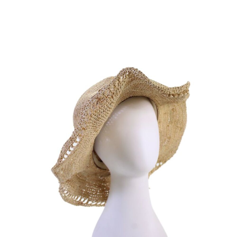Flora Bella Womens Straw Woven Beaded Cowboy Hat Beige Size One Size